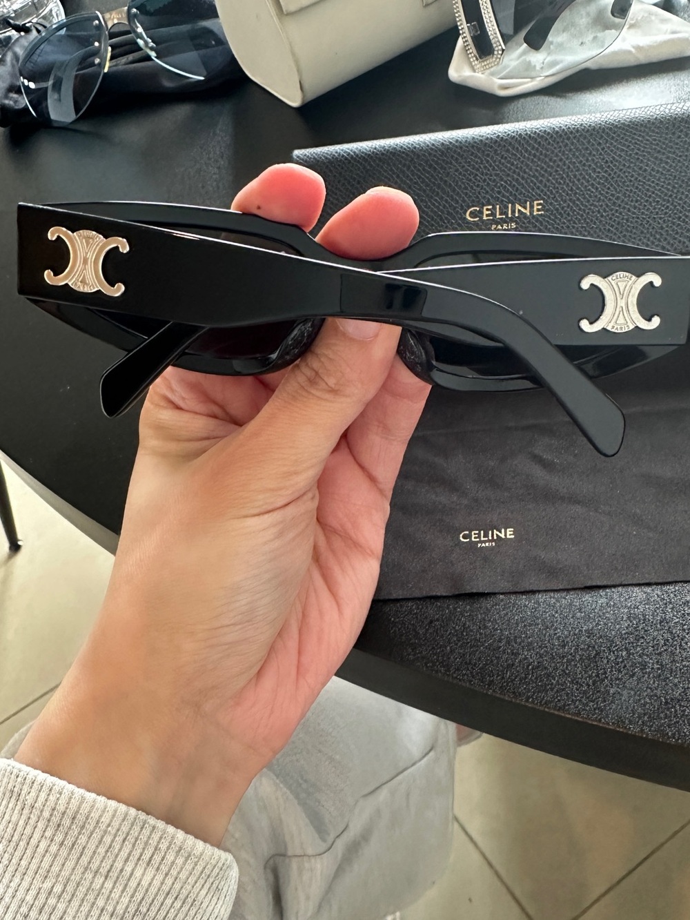 Celine Black Rectangular Sunglasses